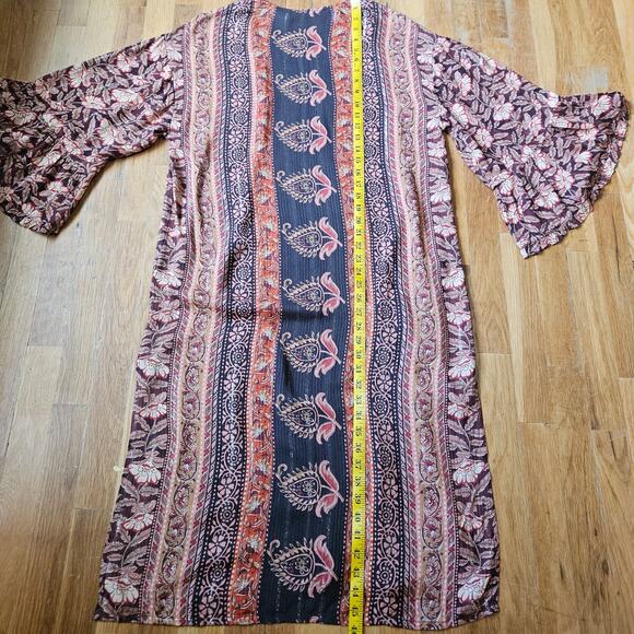 Soft‎ Surroundings Kimono Womens S Metallic Floral Boho Duster Cardigan - Picture 12 of 12